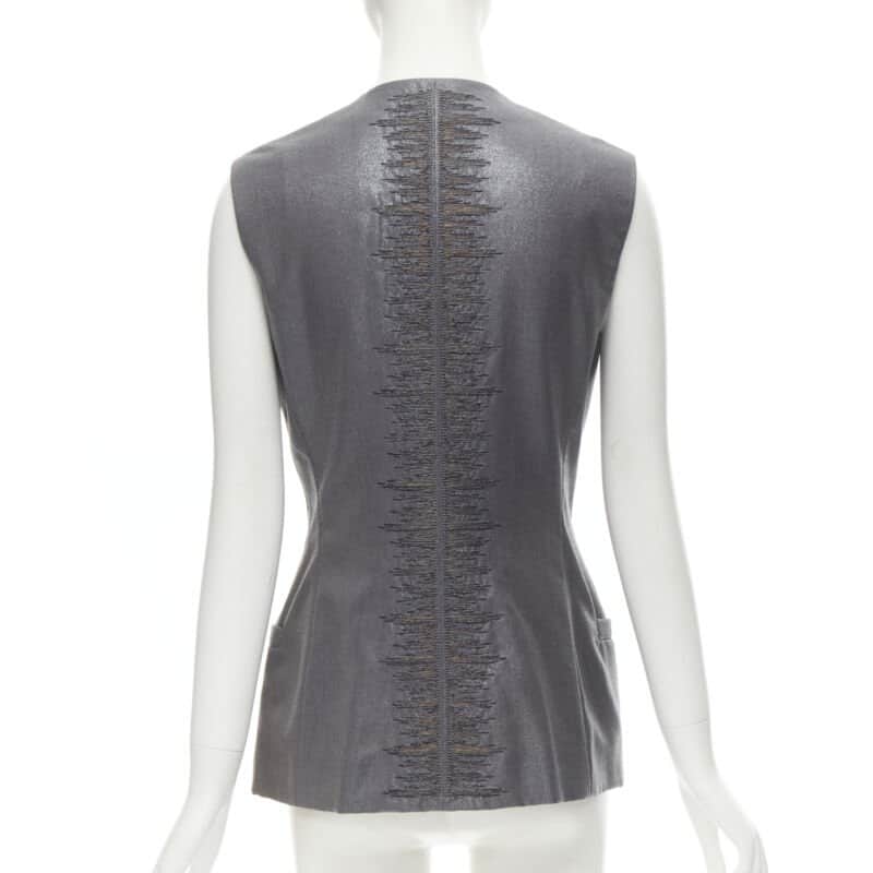 Gianni Versace Silver Lurex Vest Silver Wool Very good - Front View
