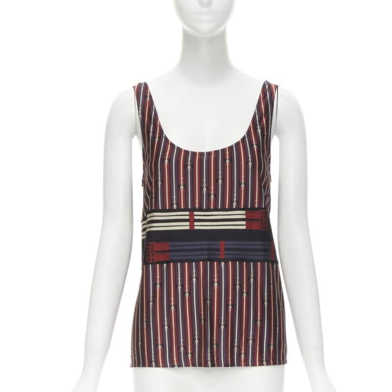 Hermès Horsebit Tank Top Red Polyester Never worn - Front View