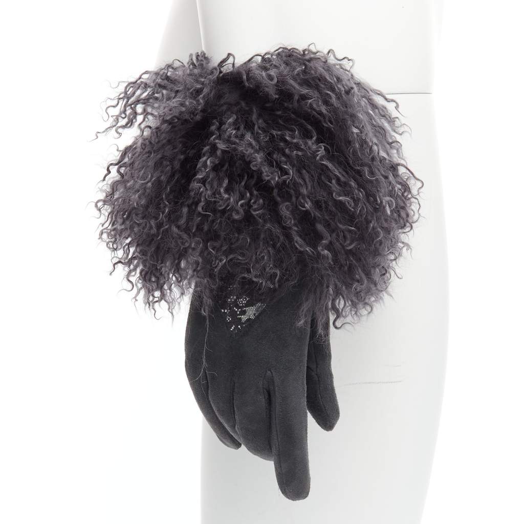 Christian Dior Yellow Cutout Gloves Grey Leather Good - Front View