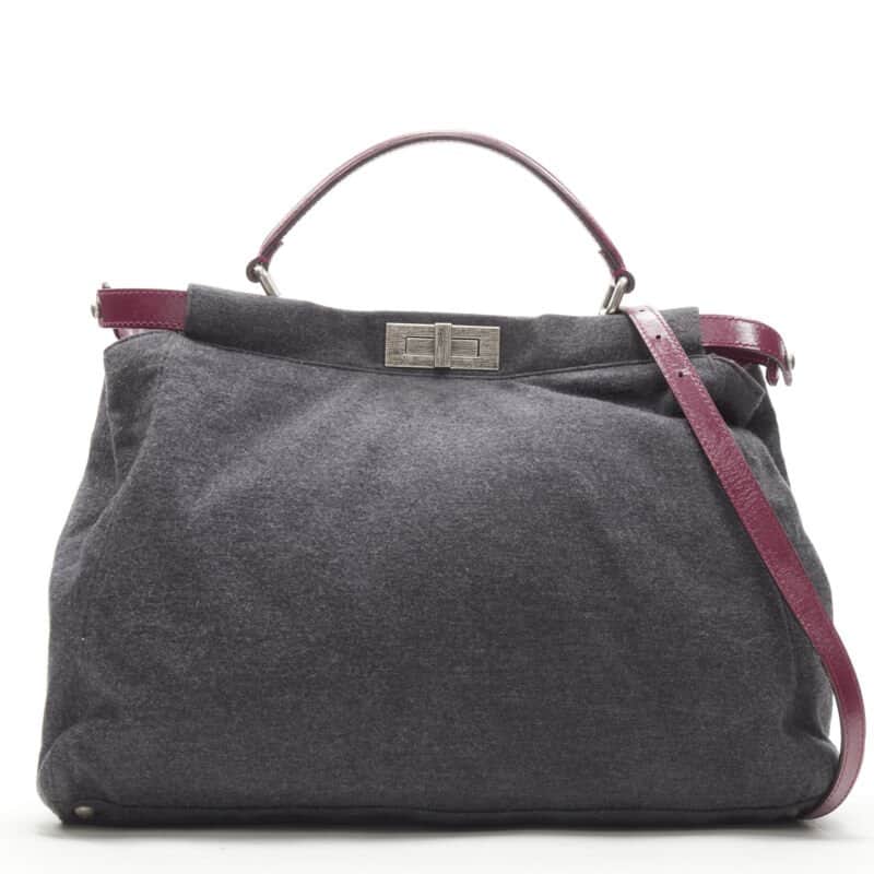 Fendi Scaled Evening Clutch Grey Wool Never worn - Front View