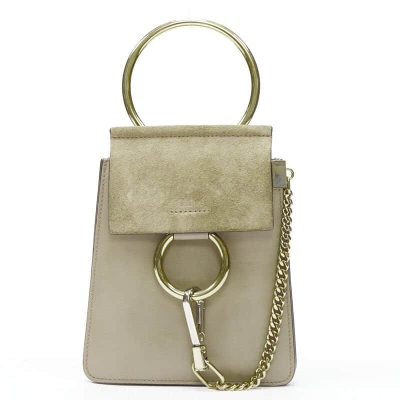 Chloé Double Flap Clutch Grey Suede Very good - Front View