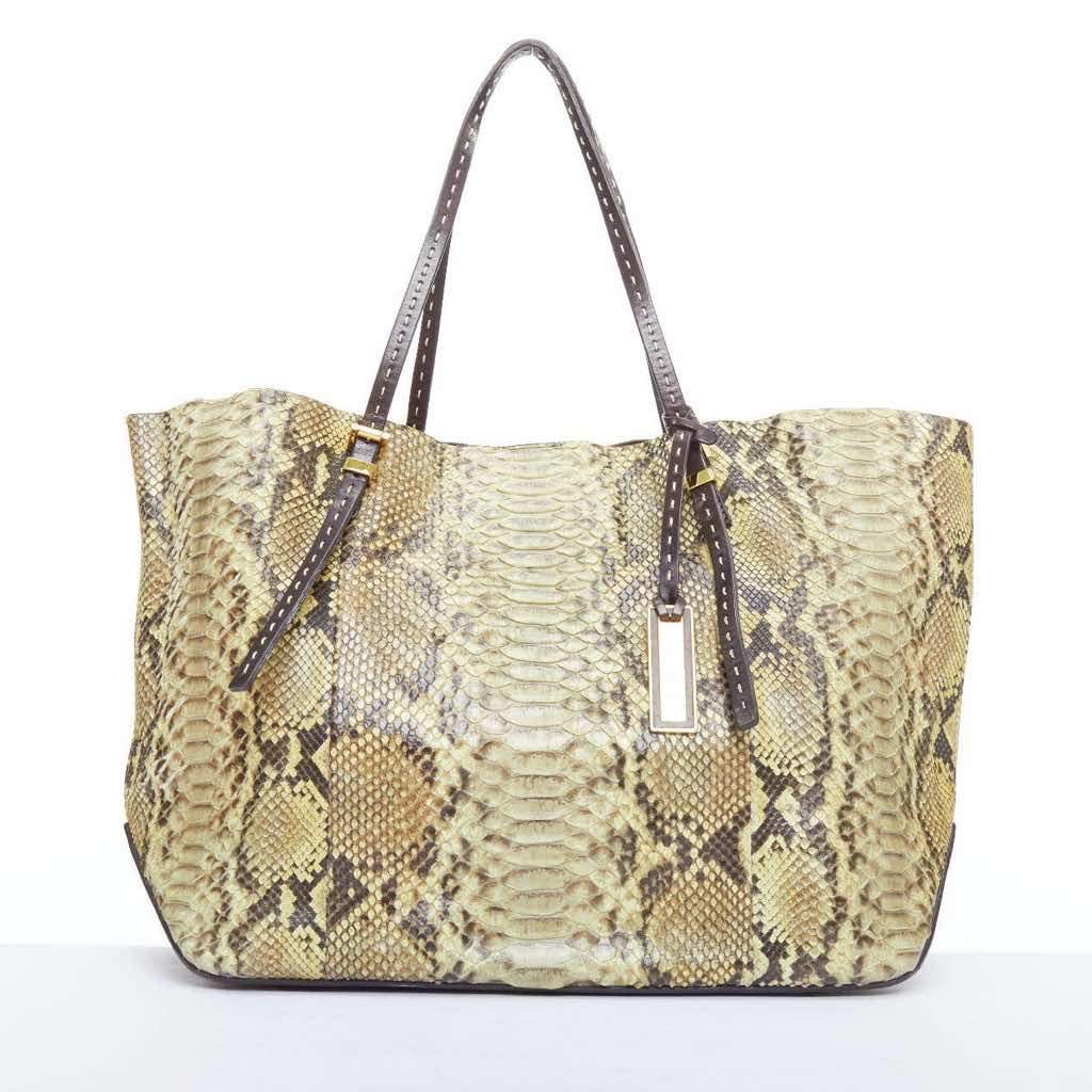 Michael Kors Triomphe Canvas Tote Beige Leather Fair - Front View