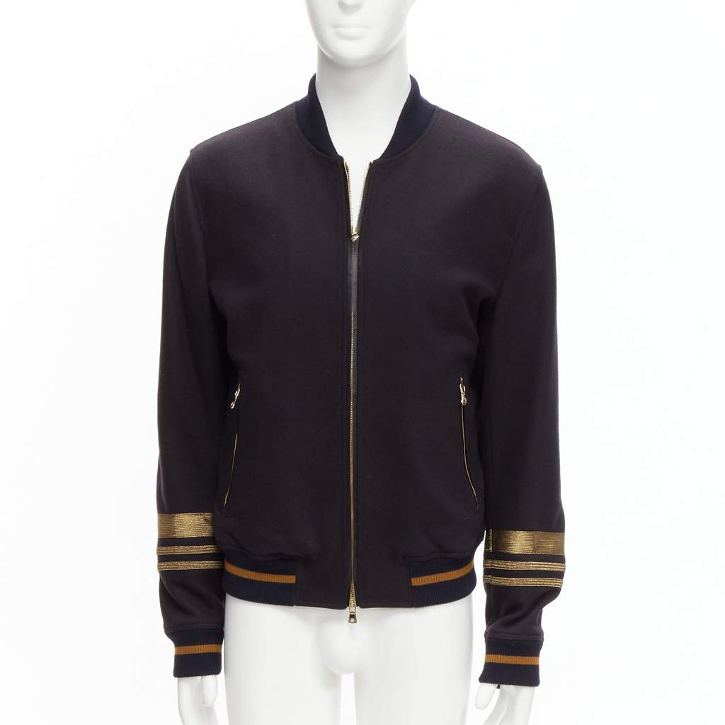 Dolce & Gabbana Navy Wool Longline Coat Black Wool Never worn - Front View