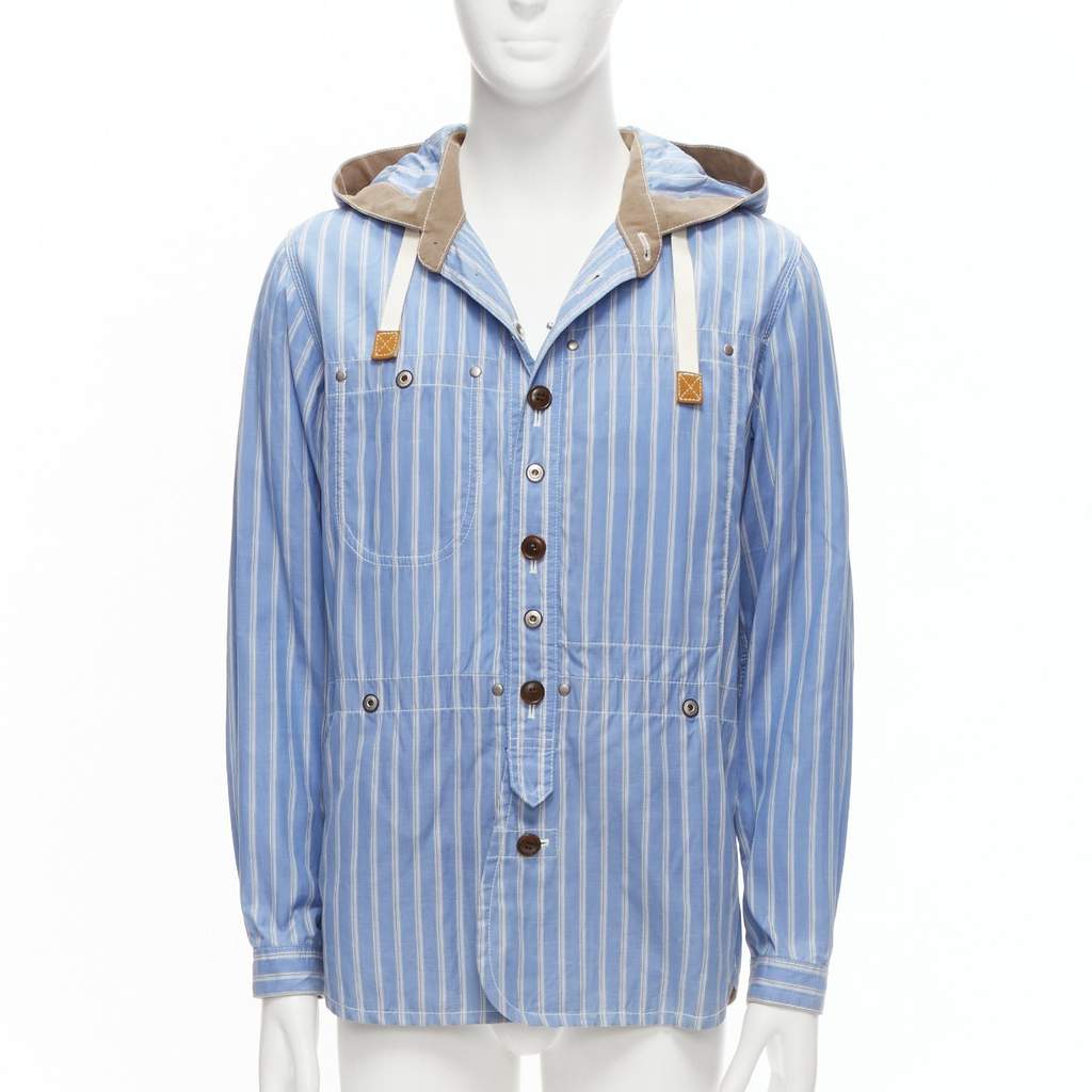 Junya Watanabe Navy Toggle Anorak Coat Blue Cotton Fair - Front View