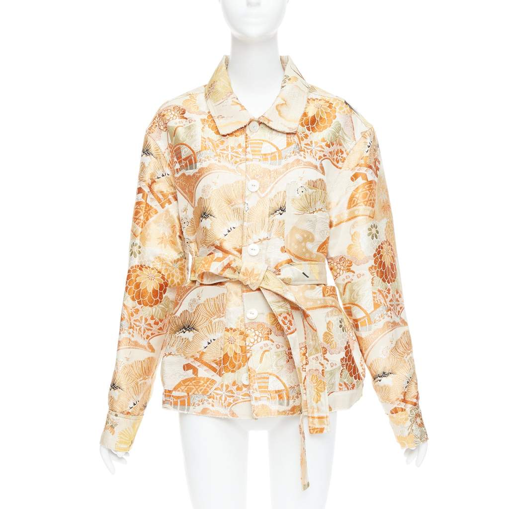 Unsigned Orange Crane Jacquard Coat Orange Very good - Front View