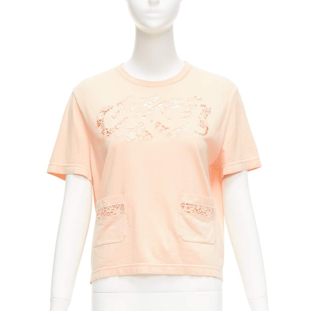 Chanel Macrame Cropped Tee Orange Cotton Very good - Front View