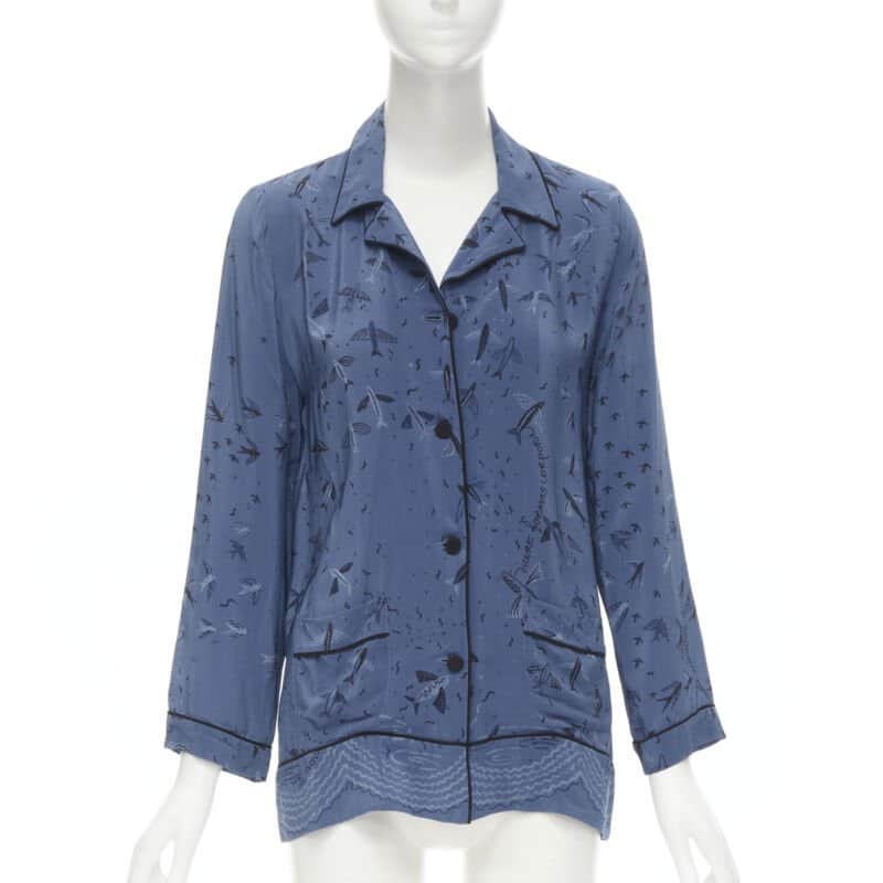 Valentino Garavani Garden Delight Shirt Blue Silk Never worn - Front View