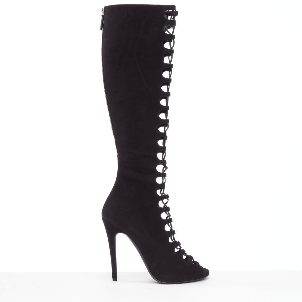 Giambattista Valli Criss Cross Boots Black Leather Very good - Front View