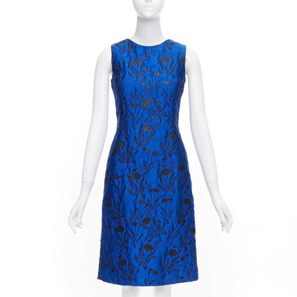 Oscar De La Renta Lurex Cloque Dress Blue Polyester Never worn - Front View