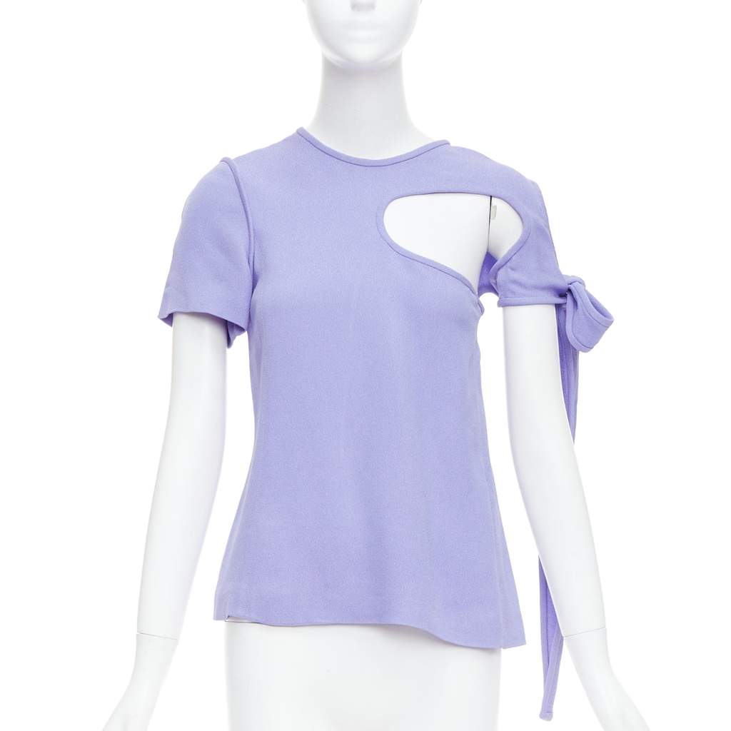 Celine Tie Sleeve Top Purple Viscose Very good - Front View