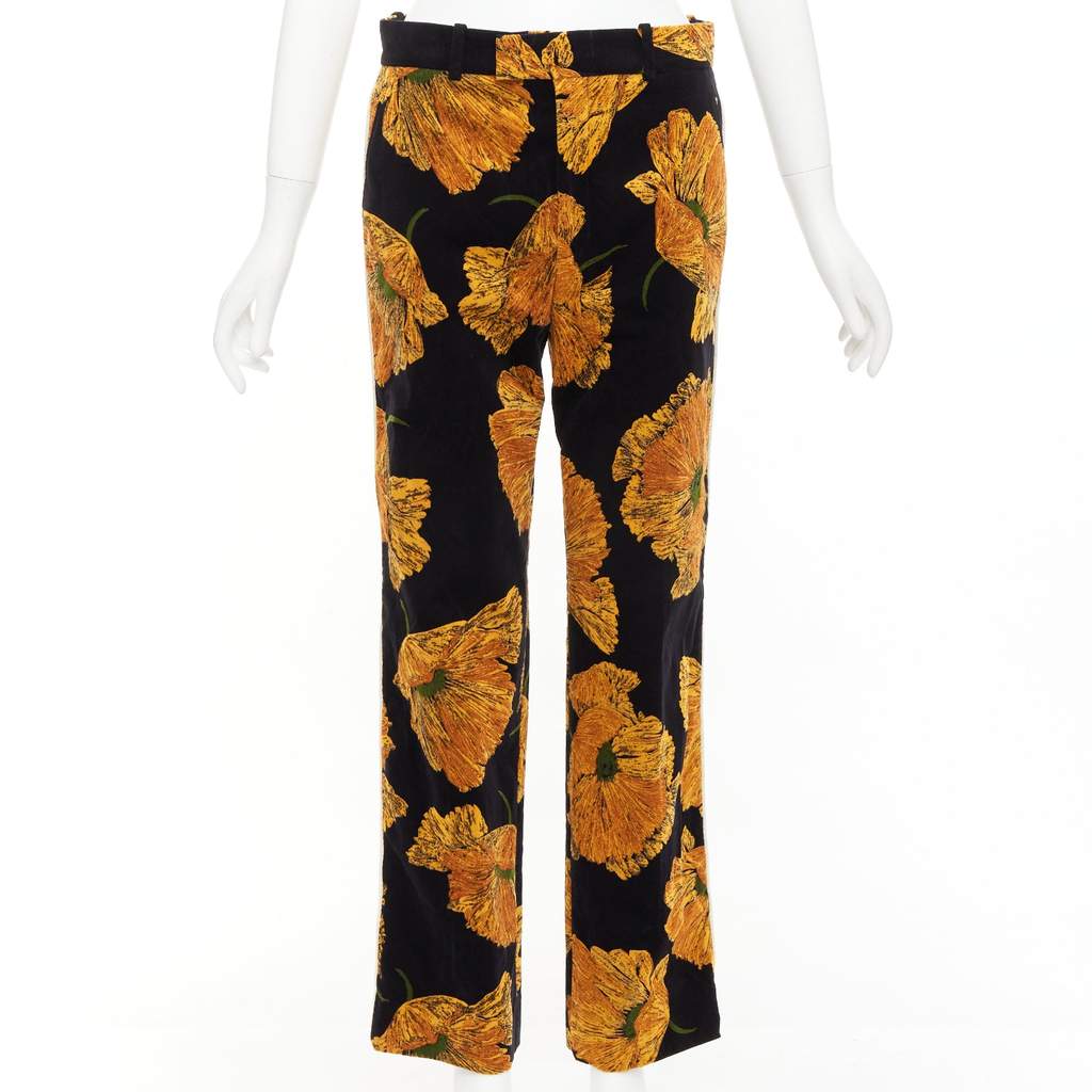 Gucci Floral Velvet Pants Black Velvet Very good - Front View
