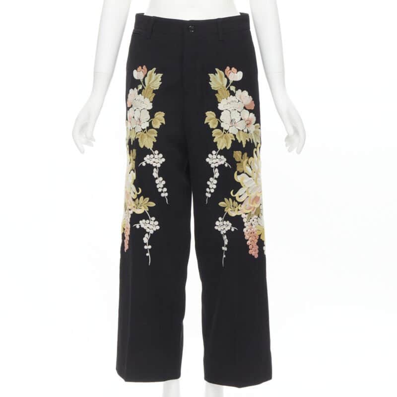 Gucci Floral Wide Pants Black Polyester Never worn - Front View