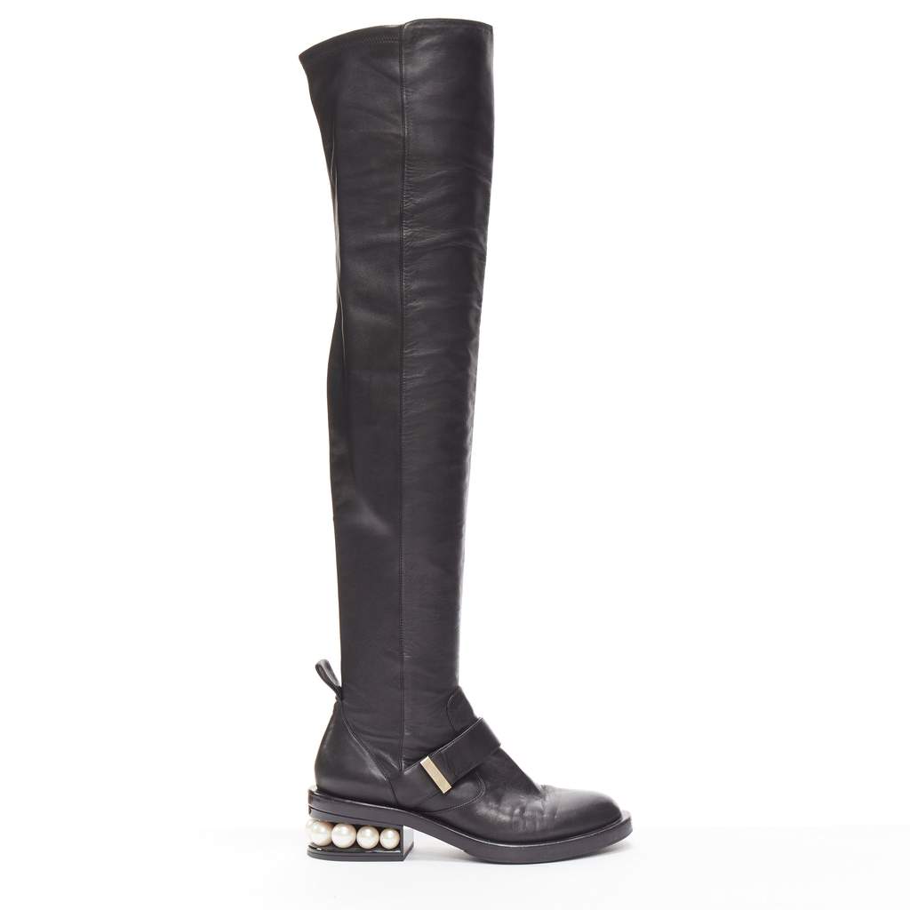 Nicholas Kirkwood Metallic Wingtip Boots Black Leather Very good - Front View