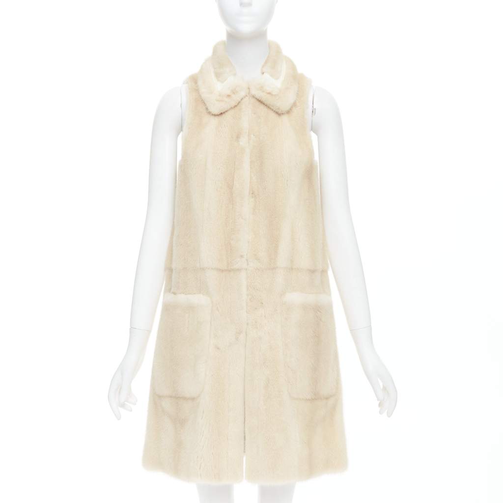Fendi Beige Fur Metallic Vest Beige Fur Very good - Front View