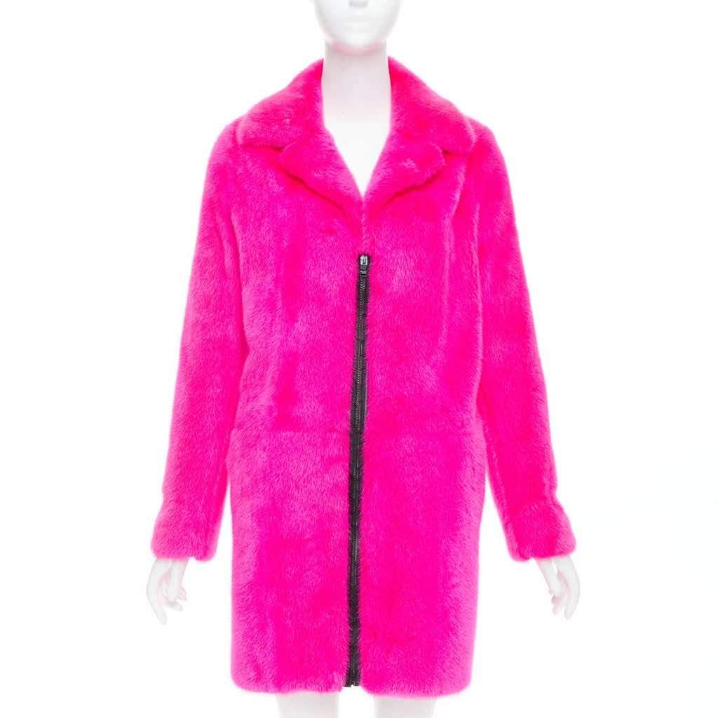 Saint Laurent Pink Mink Leather Coat Pink Fur Never worn - Front View