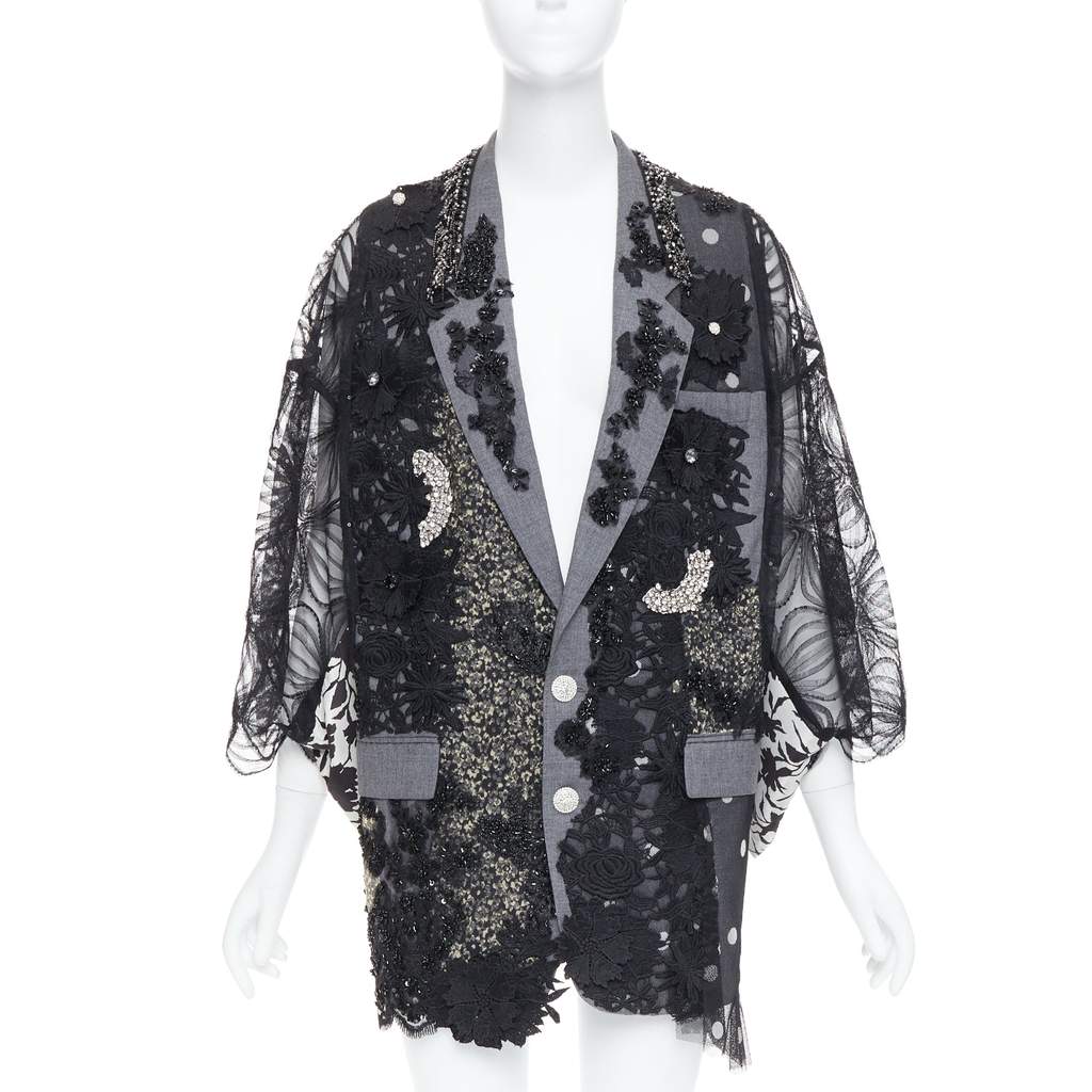 Antonio Marras Black Kimono Blazer Coat Black Wool Very good - Front View