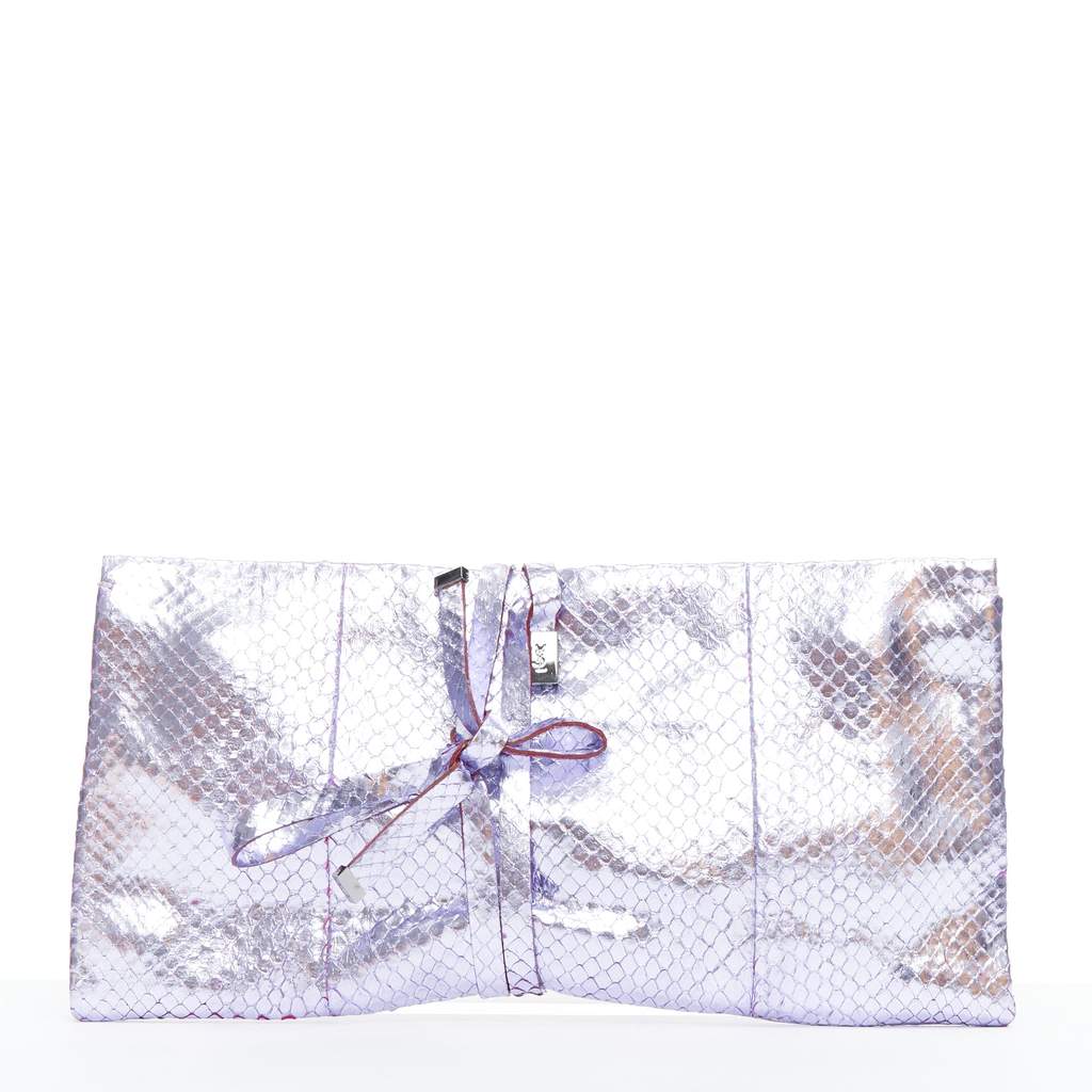 Yves Saint Laurent Marble Box Clutch Purple Leather Fair condition - Front View