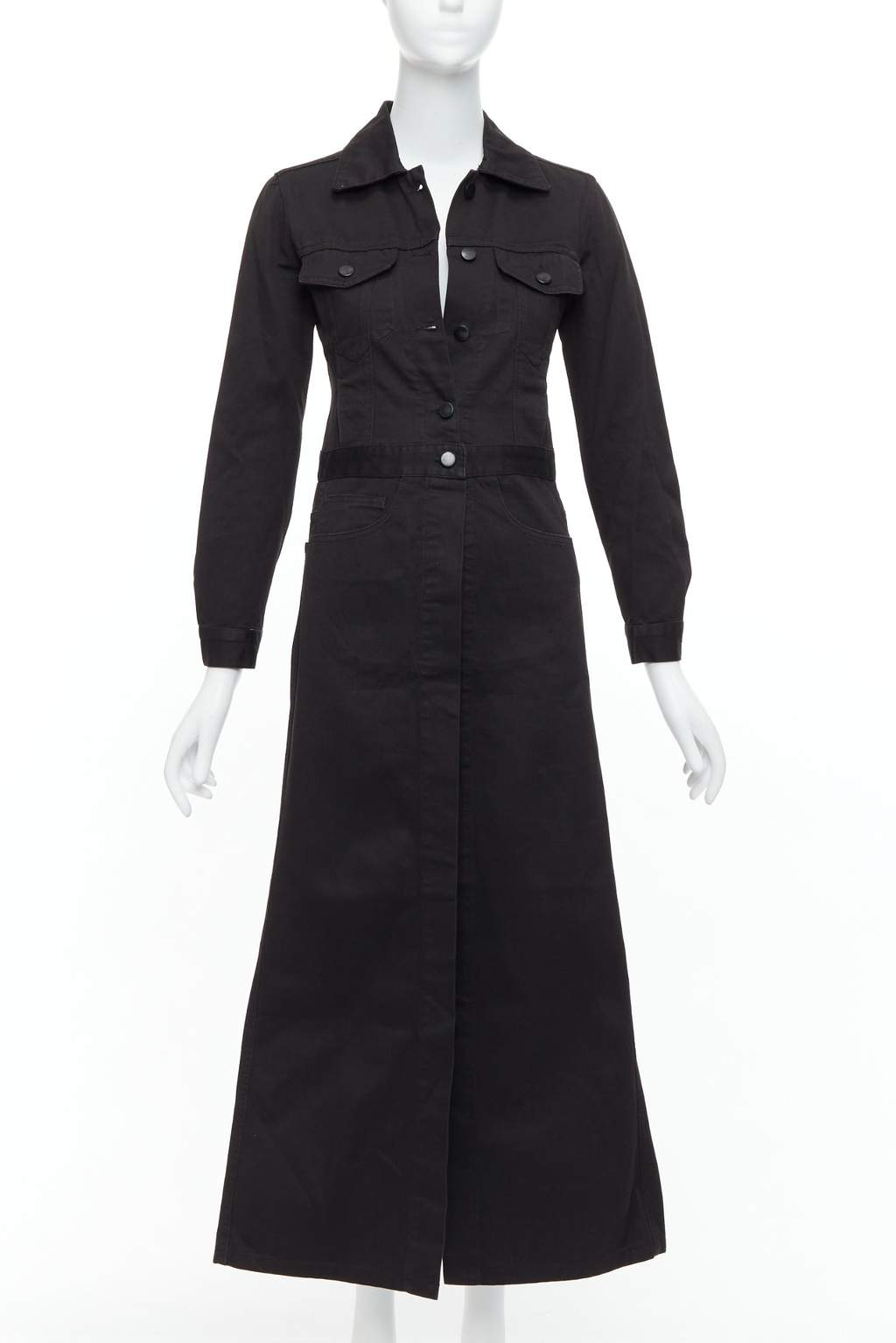 Maison Martin Margiela Carpenter Midi Dress Black Cotton Good - Front View