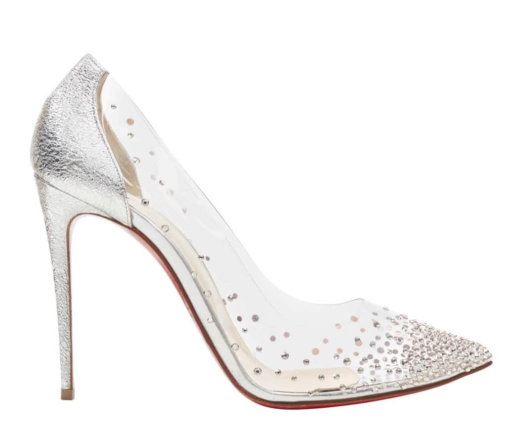 Christian Louboutin Degrastrass 100 Silver Plastic Never worn - Front View