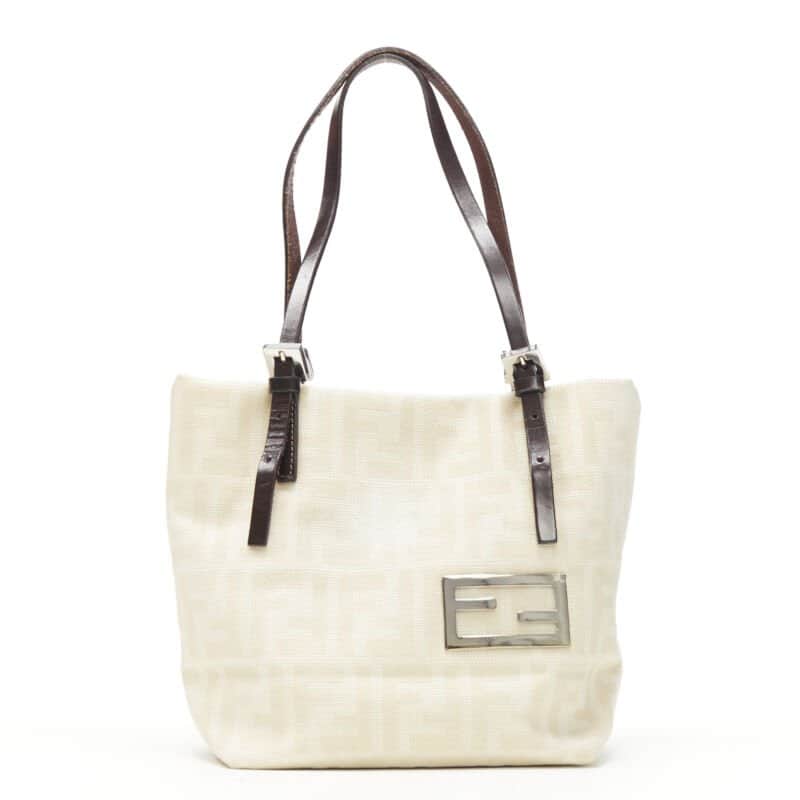 Fendi Latch Saddle Bag Beige Good - Front View