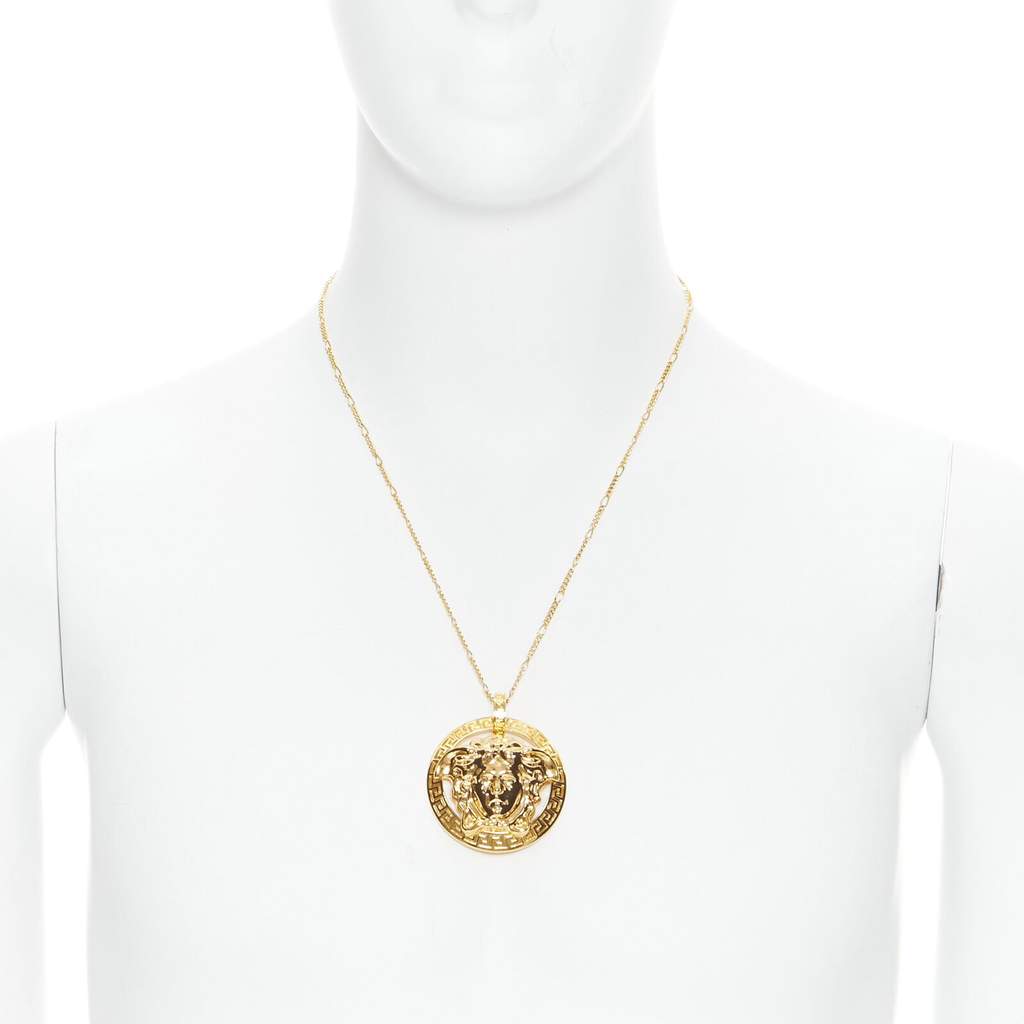 Versace Medusa Coin Necklace Gold Metal Never worn, with tag - Front View