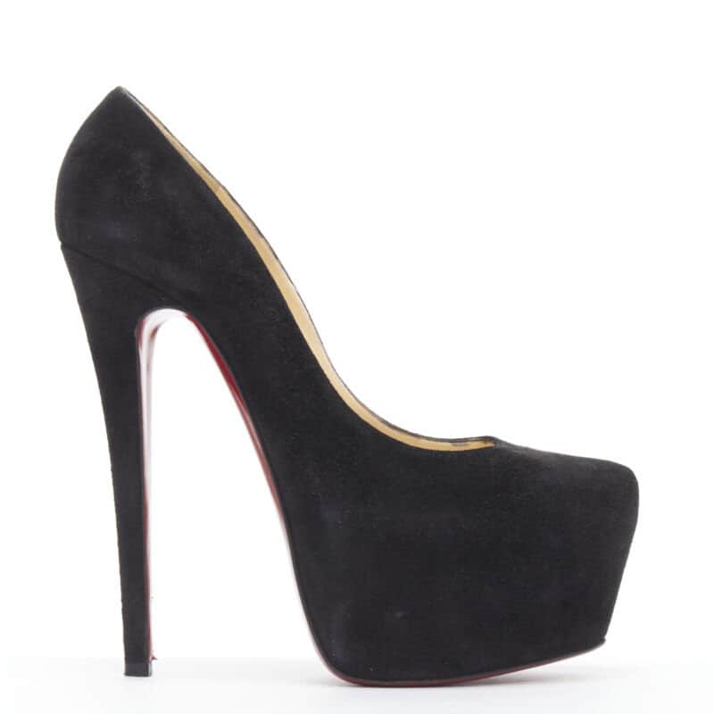 Christian Louboutin Almond Platform Pumps Black Suede Very good - Front View