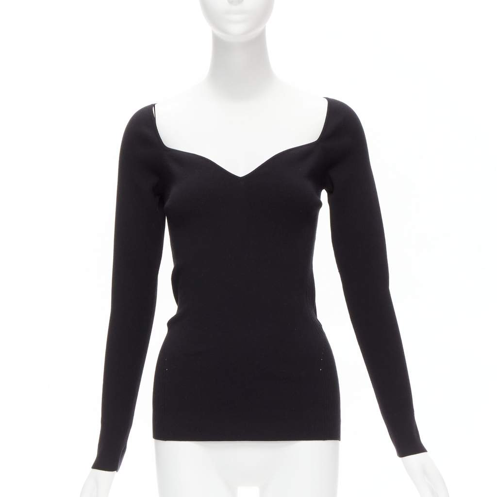 Balenciaga Sweetheart Knit Top Black Polyester Never worn, with tag - Front View