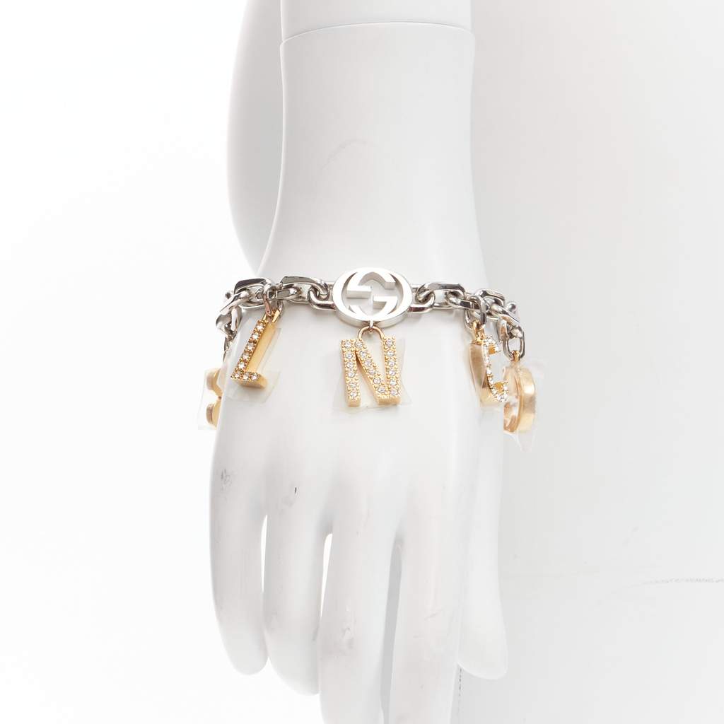Gucci Gold Silver Charms Bracelet Silver Metal Never worn - Front View