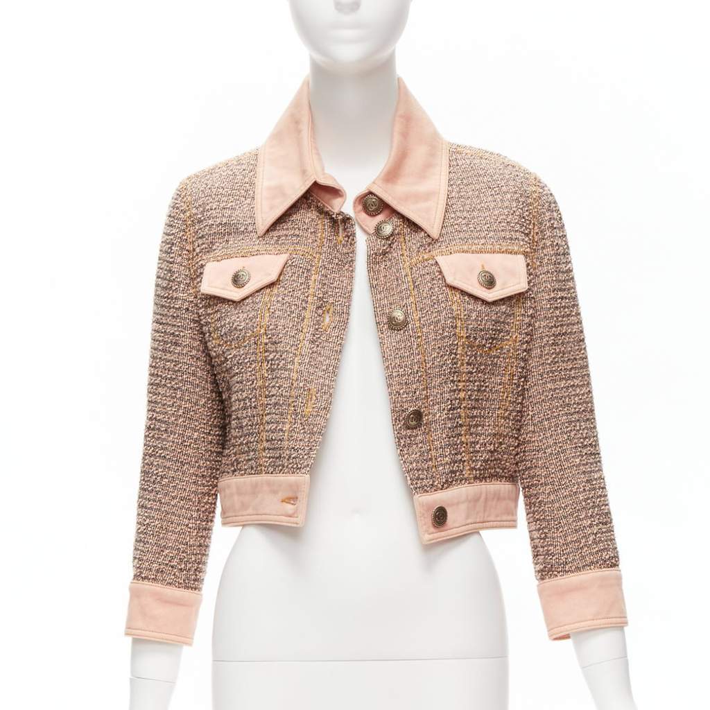 Chanel Pink Tweed Jacket Pink Cotton Never worn - Front View