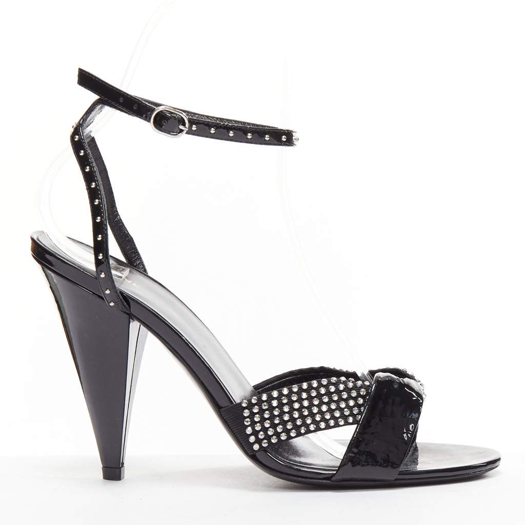 Celine Crystal Sandal Heels Black Leather Very good - Front View
