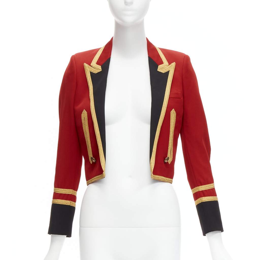 Saint Laurent Red Military Officer Jacket Red Wool Never worn, with tag - Front View