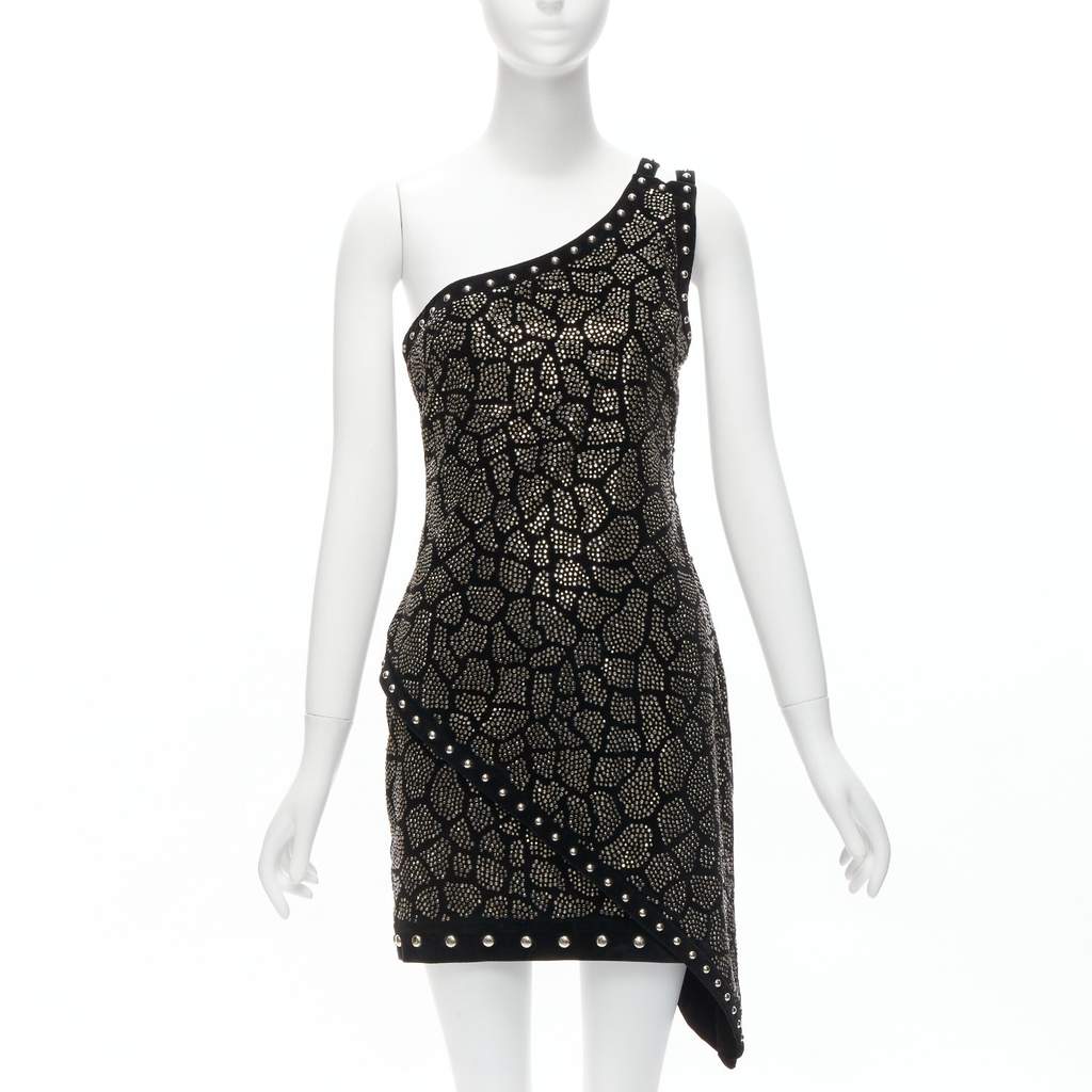 Balmain Studded Velvet Dress Black Cotton Never worn - Front View