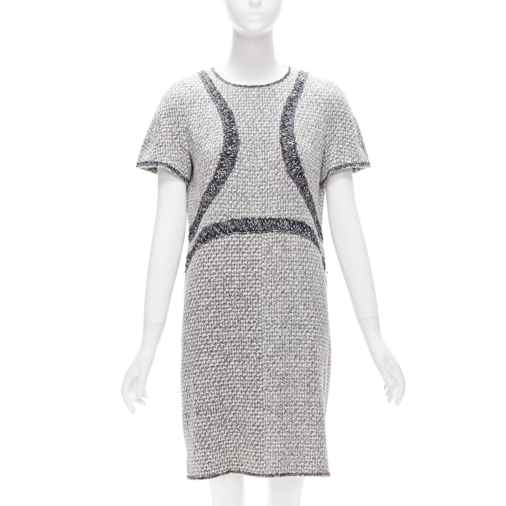 Chanel Panels Tweed Dress Grey Tweed Very good - Front View