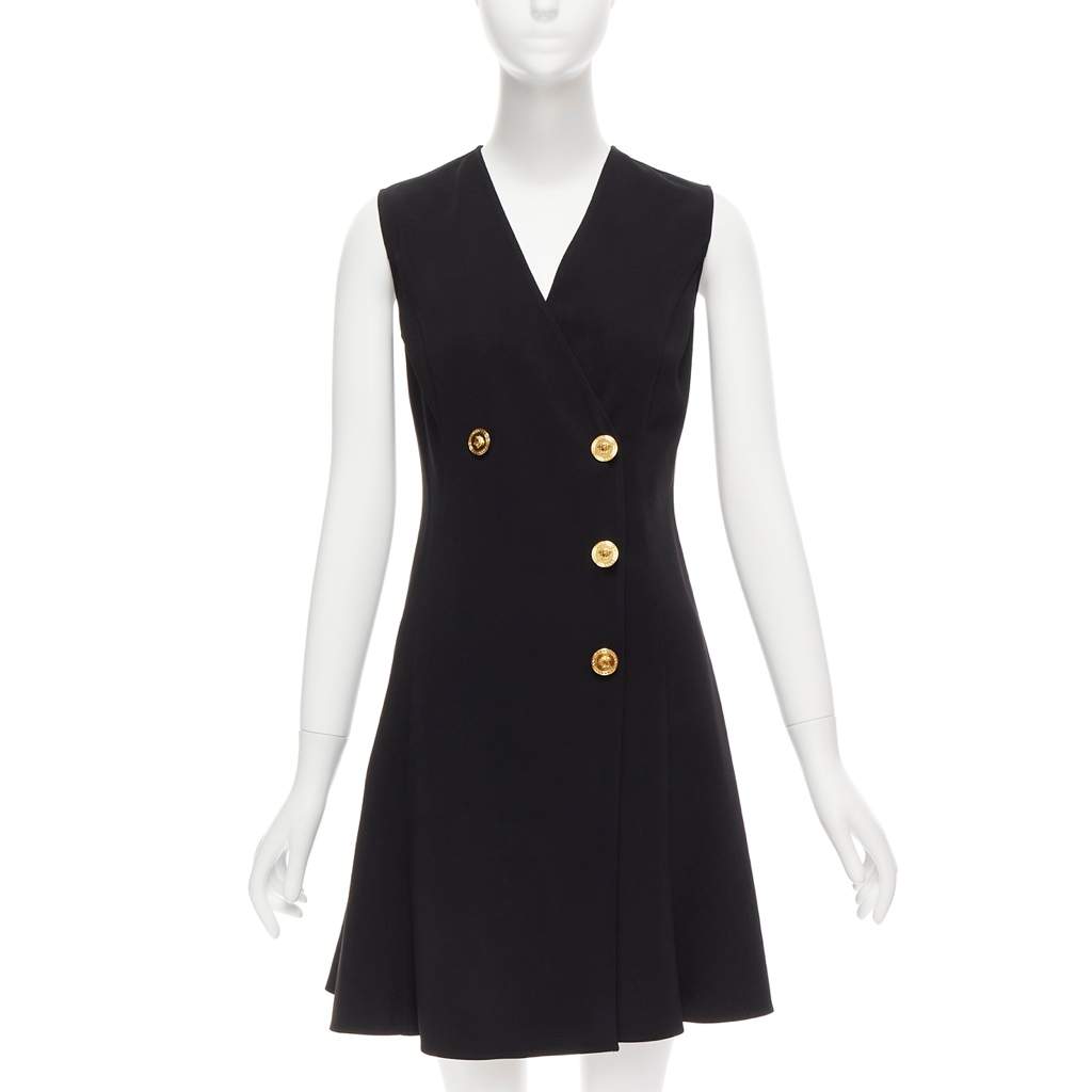 Versace Barocco Dress Black Viscose Never worn - Front View