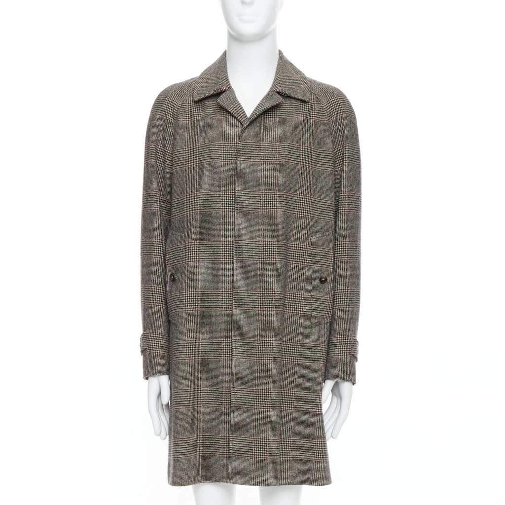 Loro Piana Green Herringbone Coat Beige Cashmere Never worn - Front View