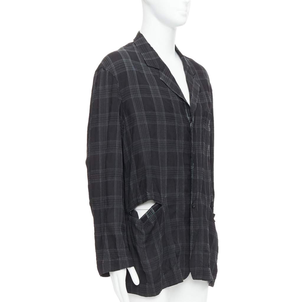 Yohji Yamamoto Grey Slashed Blazer Grey Never worn - Front View
