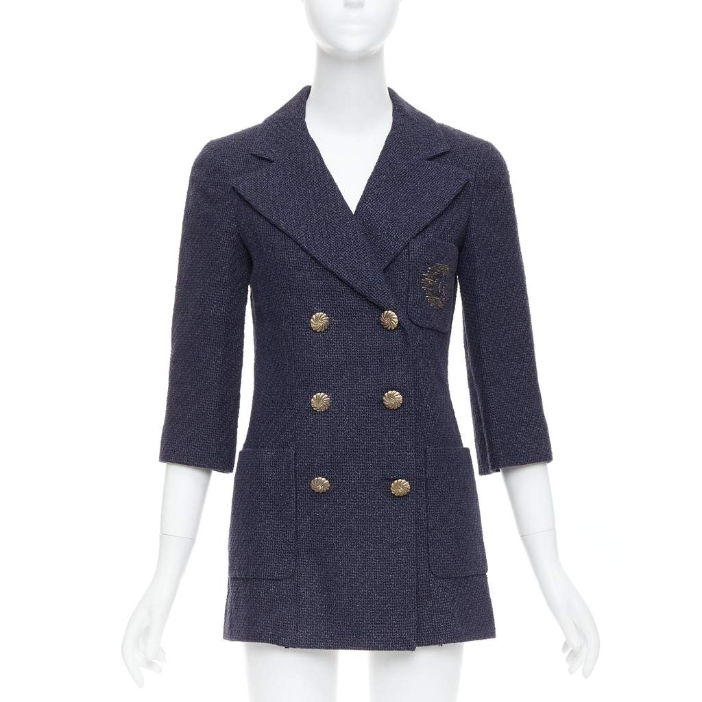 Chanel Navy Tweed Jacket Navy Cotton Never worn - Front View