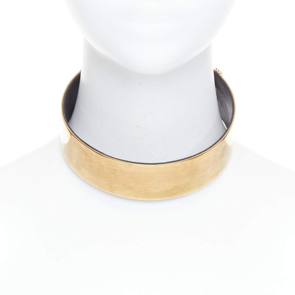 Celine Minimal Choker Necklace Gold Metal Good - Front View