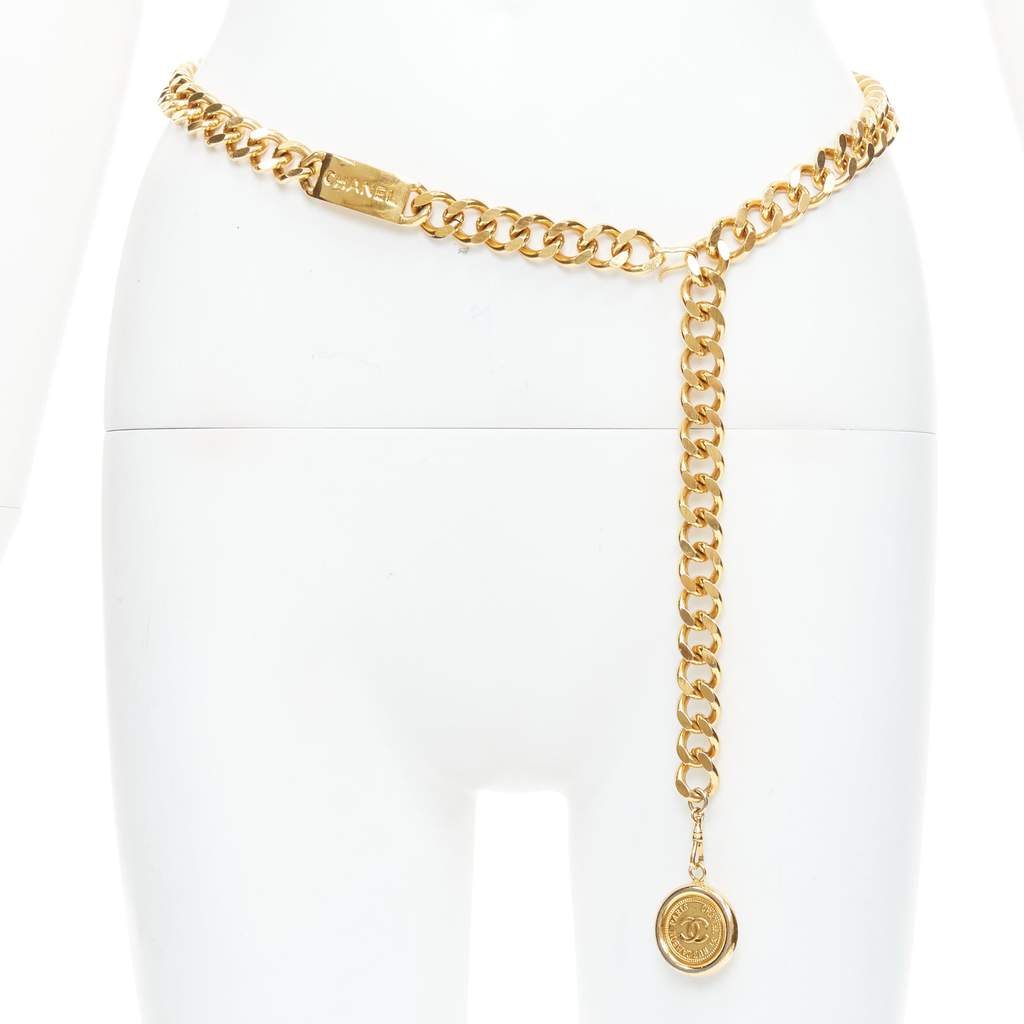 Chanel CC Coin Chain Belt Gold Metal Very good - Front View