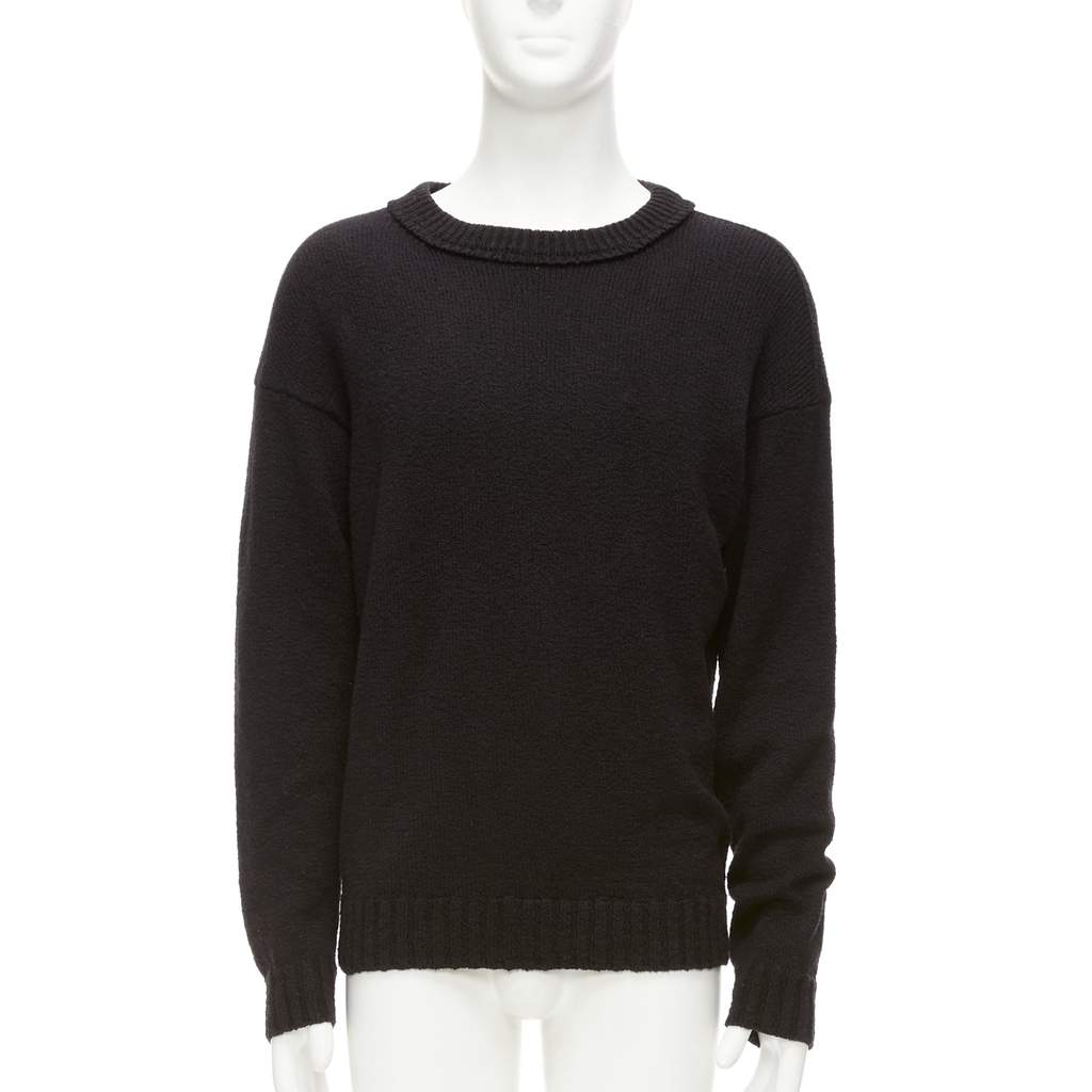 Loro Piana Logo Tab Knit Sweater Black Cotton Never worn - Front View