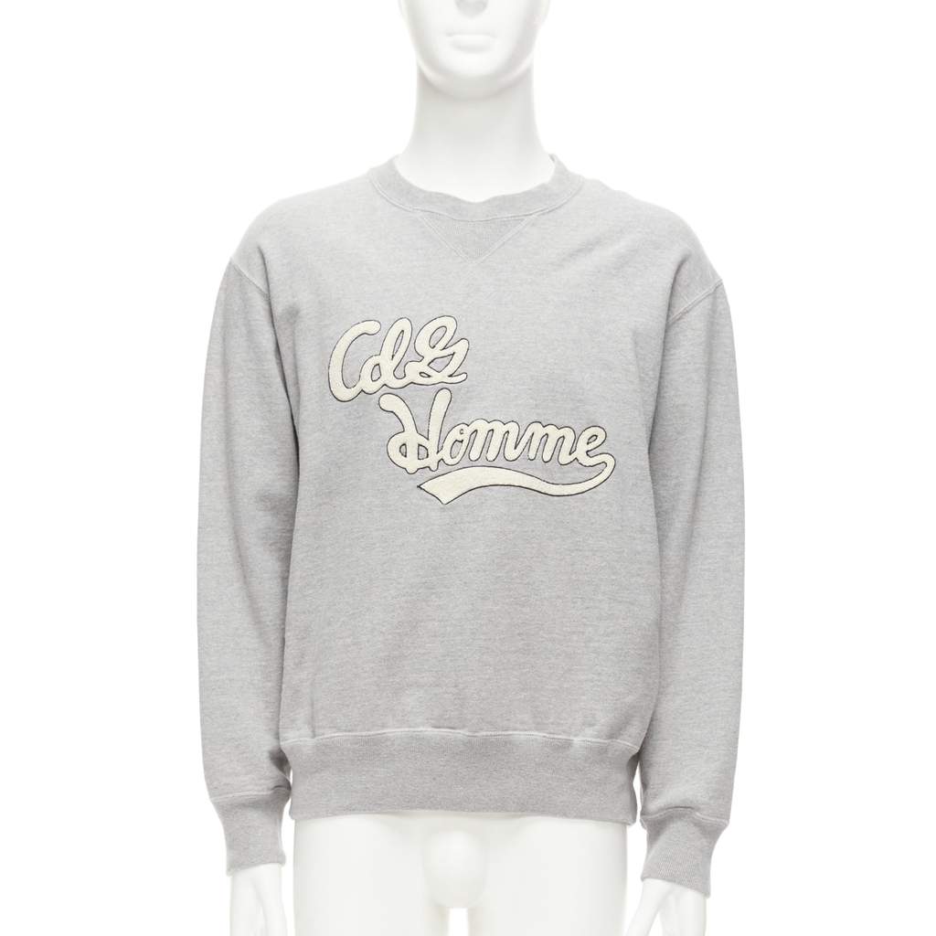 Comme Des Garcons Logo Varsity Sweatshirt Grey Cotton Never worn - Front View