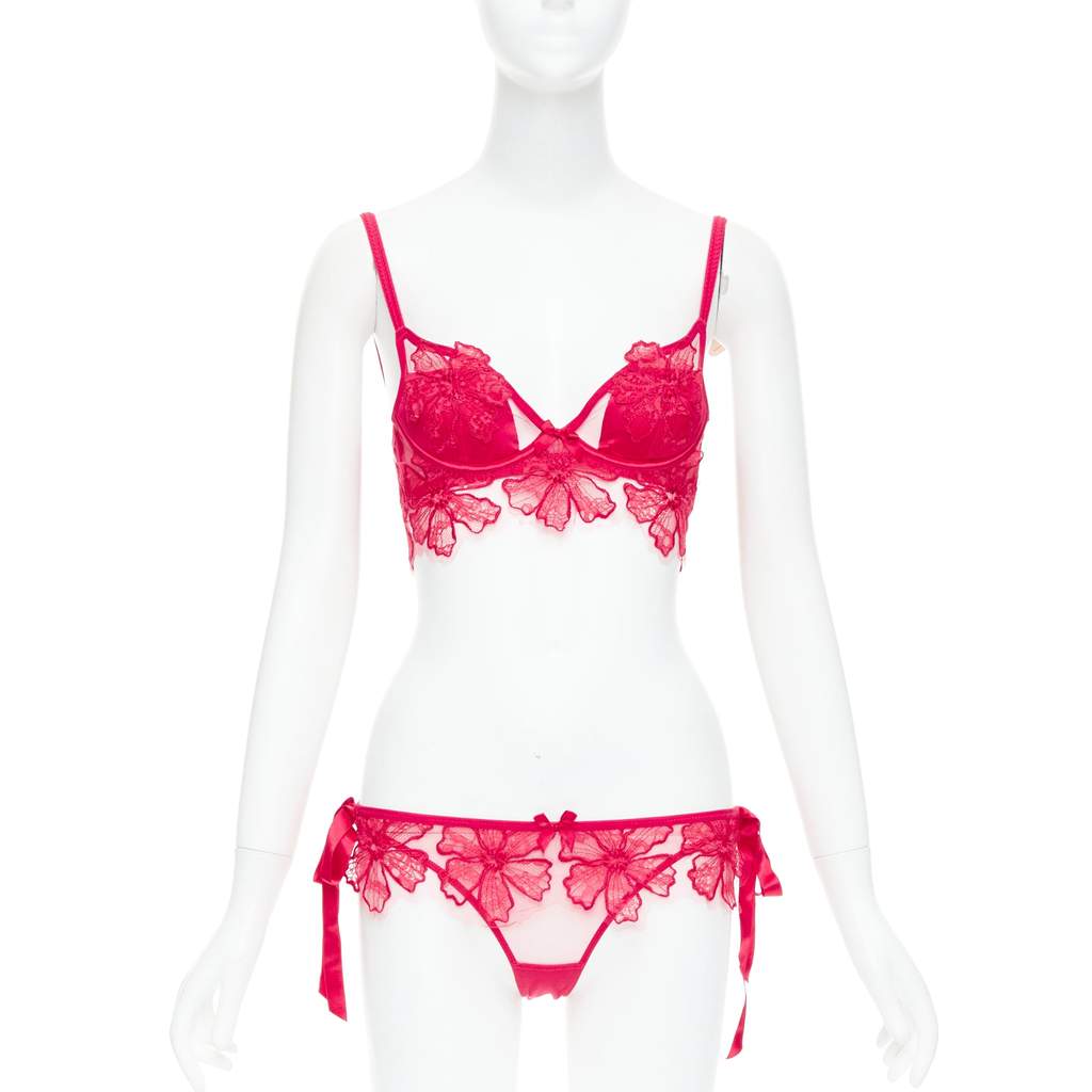 Agent Provocateur Floral Lace Lingerie Red Polyamide Very good - Front View