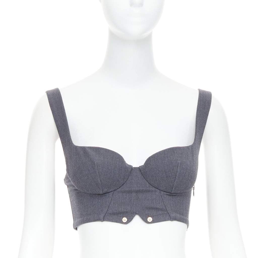 La Perla Gold Stud Bustier Grey Wool Very good - Front View