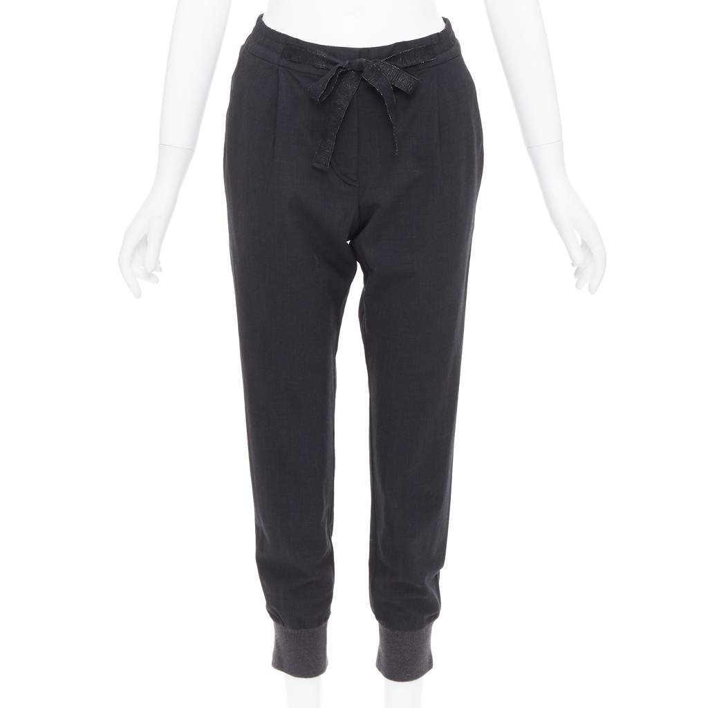 Brunello Cucinelli Relaxed Jogger Pants Grey Wool Very good - Front View