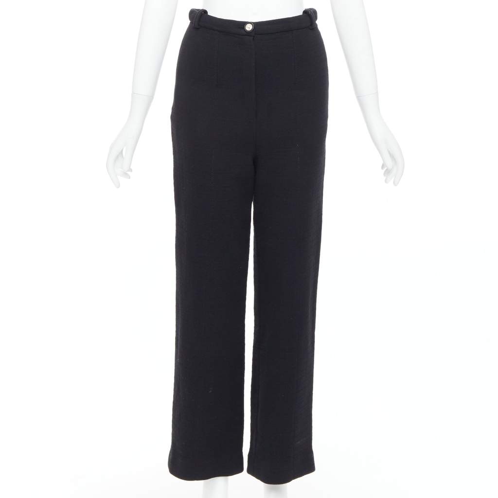 Chanel Crystal Button Pants Black Cotton Very good - Front View