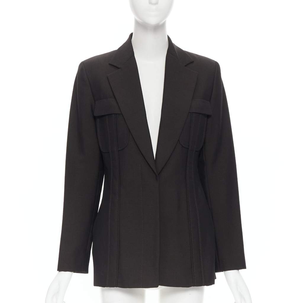 Gucci Military blazer suit Brown Wool Very good - Front View