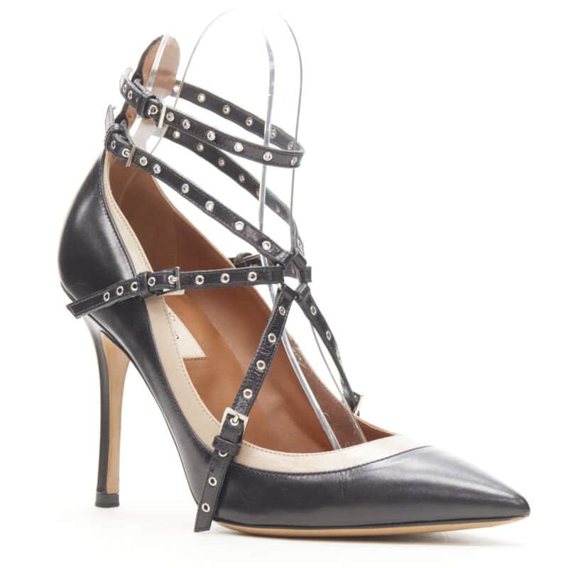 Valentino Garavani Grommet Harness Pumps Black Leather Very good - Front View