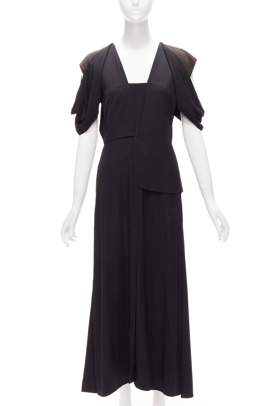 Bottega Veneta Woven Layered Dress Black Viscose Very good - Front View