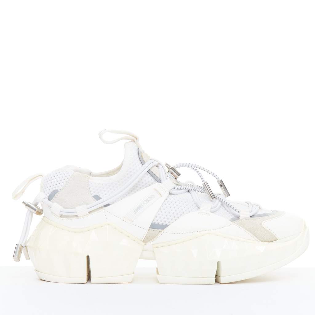 Jimmy Choo Diamond Trail White Leather Good - Front View
