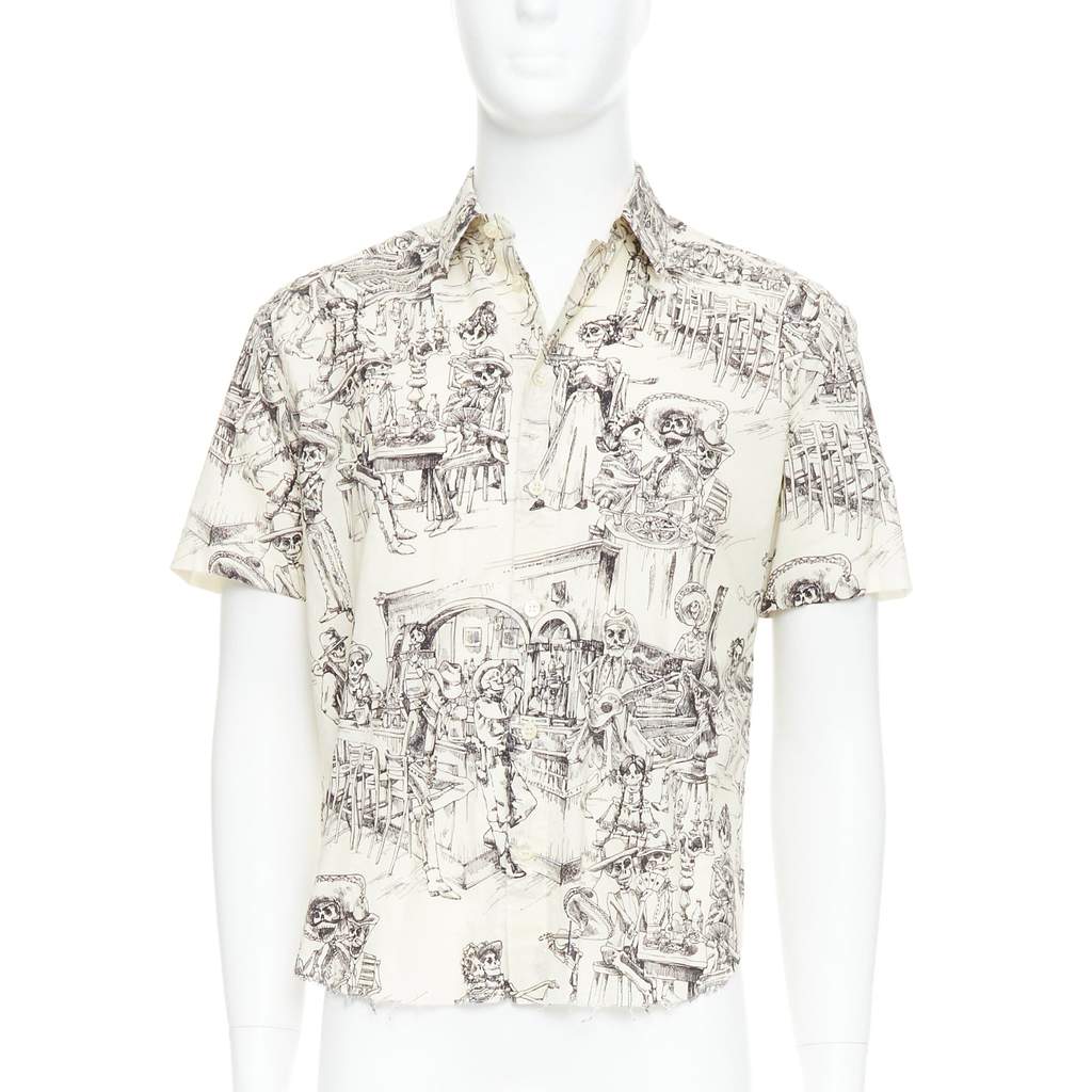 Saint Laurent Skeleton Print Shirt Beige Cotton Very good - Front View